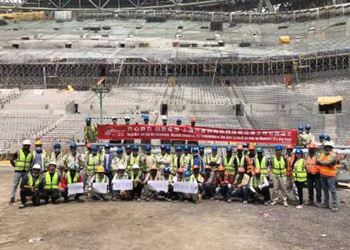 The Roof Catwalk of Lusai Stadium was completed on schedule